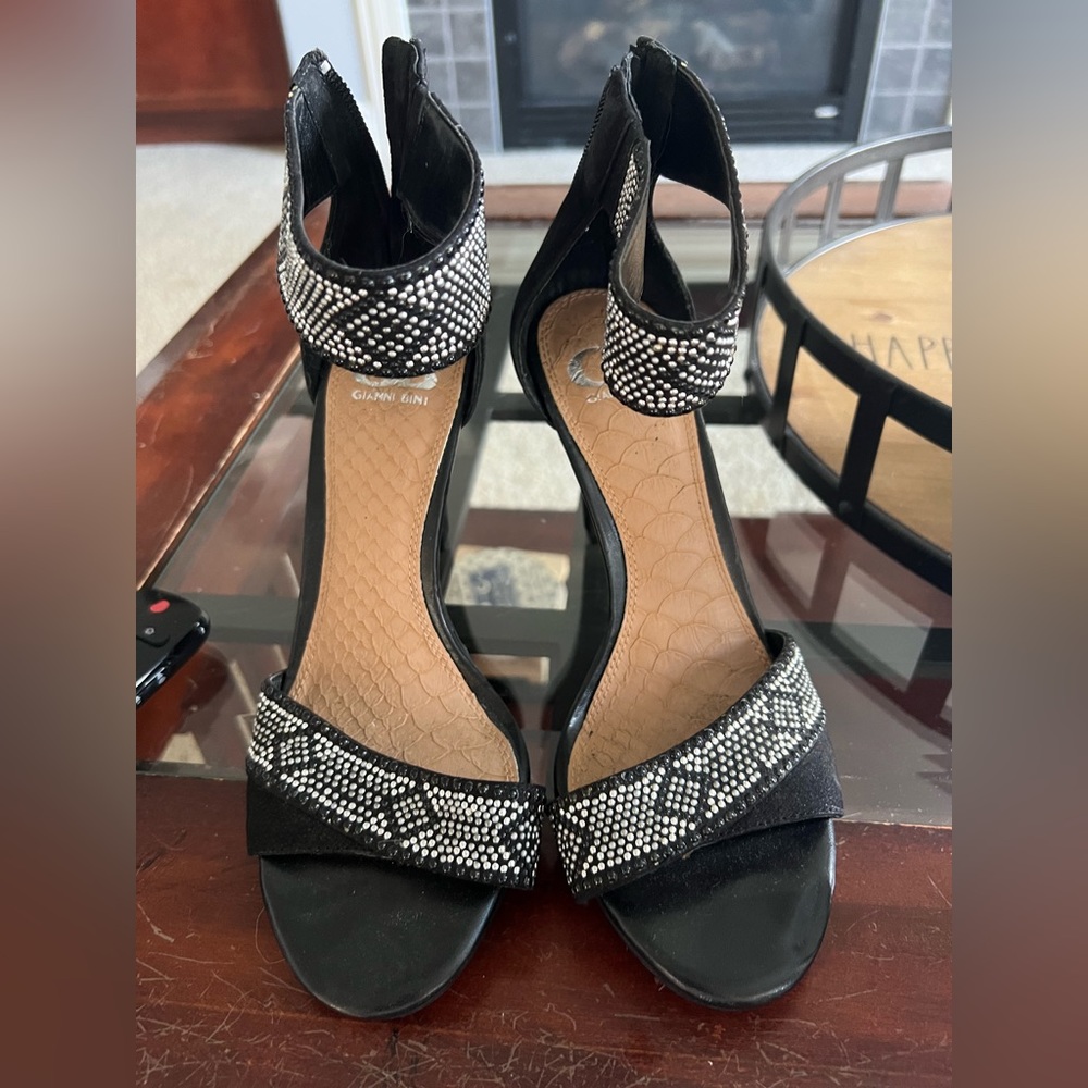 Gianni Bini black suede heels. Size 7.5.Like new- worn once.Cute beaded accent